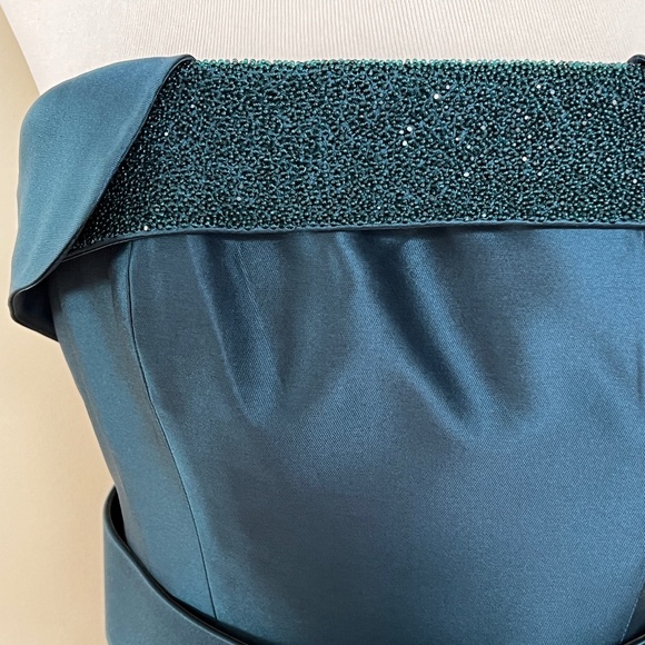 Sachin & Babi Ceri Deep Teal Beaded Belted Strapless Ball Gown Dress - Picture 7 of 13